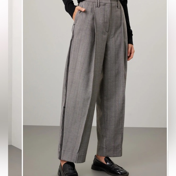 Ganni Pants - Ganni Gray Wide Leg Pants High Waisted Tailored